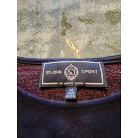 Vintage St John Sport blue&red paisley print sweater sz Medium - Picture 2 of 4